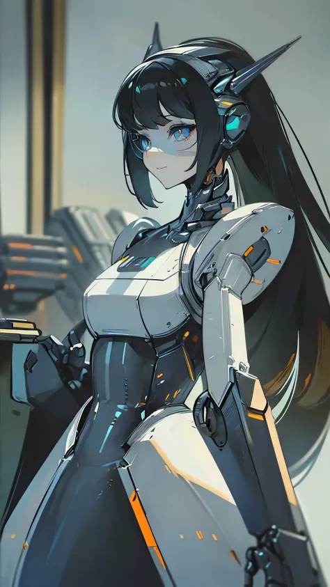 (masterpiece),(Highest quality),(Super detailed),(Best illustrations),(Best Shadow),(Absurd),(Detailed Background),(so beautiful), 16K, 8K, 4K,(Best Shadow),robotization,woman ,big bust,Robot Joint ,Metal skin,Black robot Suit,long hair,a black robot suit ...