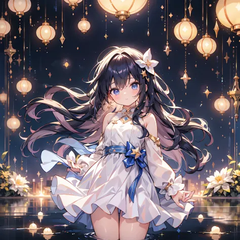  1 girl ,  pretty face、baby face、((( Dynamic best configuration  、  best quality、  greatest masterpiece、   perfect anatomy over a white blouse  、  super detailed、 Its high definition )))、  neon light、 Brilliant neon color palette、Box Pleated Mini Skirt  、L...