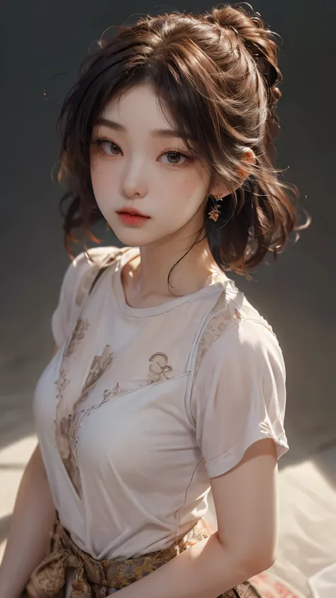 (colorful tops with big silhouette, casual clothes with mod types:1.5), 8k Wallpaper, grand, (masterpiece), (best quality), (ultra-detailed), (illustration), (an extremely delicate and beautiful),dynamic angle,rainbow hair,detailed cute face, an extremely ...