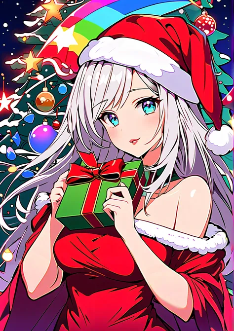 {worst quality, low-quality}, Anime artwork depicting a girls face within a vivid and abstract collage of colors and patterns. ((Girl Photos)), alone, Big Breasts, Clear eyes and plump lips, Beautiful rainbow eyes ):1.2), Voice of the Heart, (The best smil...