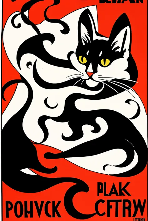 Black Cat Pouncing Dynamic Cat Lover 50s vintage
Roy Lichtenstein Animal Poster Black Red cartoon