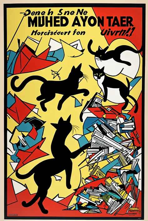 Black Cat Pouncing Dynamic Cat Lover 50s vintage
Roy Lichtenstein Animal Poster Black Red cartoon