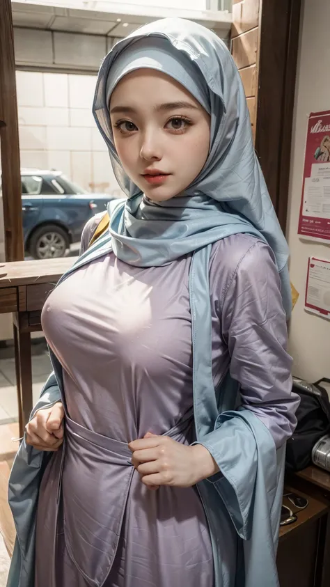 close up of a woman in hijab , Muslim, posing for a picture, anime girl cosplay, fashion model, anime cosplay, hyper realistic anime, ultrarealistic sweet bunny girl, cosplay, anime girl in costume, hyperrealistic schoolgirl,  anime girl, anime girl in rea...