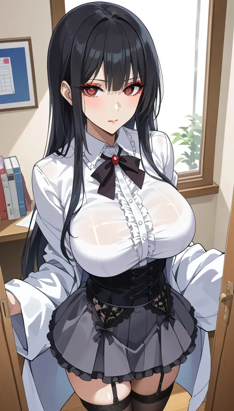  frustrated、Depressed、Bad mood、 adult appeal 、Tall Women、A woman in her thirties、 Alassahs woman 、steins;Gate、Bad mood、 score_9,  score_8_up,  score_7_up,  source_anime,masterpiece、 office、Red smartphone 、office、 No Emotion、 no makeup、 best quality, beauti...