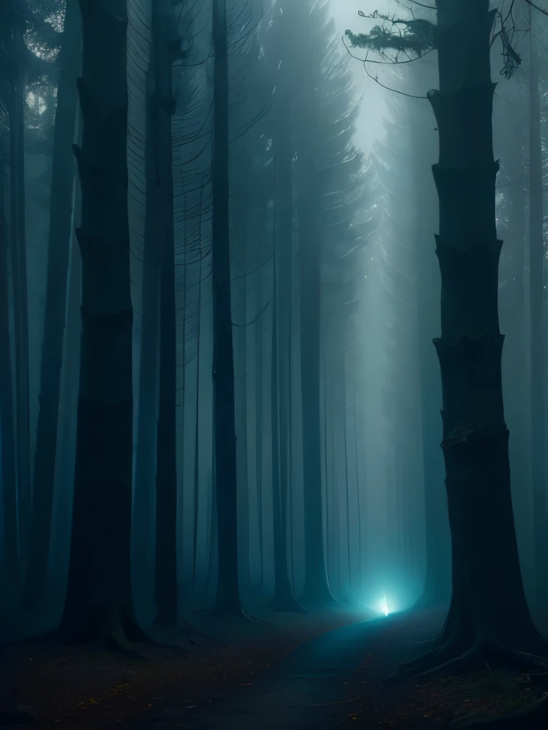  the woods with a light at the end, a photo inspired by Samuel Hieronymus Grimm, tumblr, tonalism, beautiful with eerie vibes, spooky forest, in a spooky forest, creepy forest, haunted forest, eerie and atmospheric, eerie vibe, ominous and eerie forest, my...