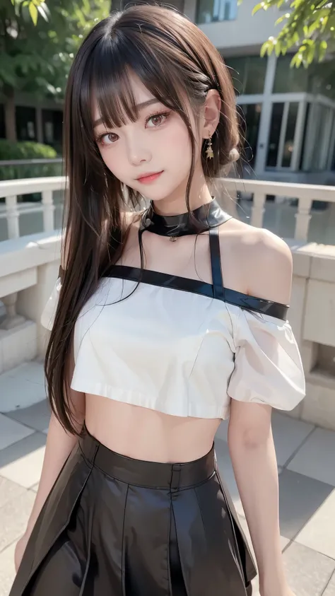 ( best quality,  Masterpiece :1.3,  super high resolution),( super detailed,  caustics ,8k),( realistic :1.4,RAW shooting),  1 girl,( looking at a camera and smiling ),(  Front Shot :1.1),(Expectations),18 years old,baby face,Young Face,cute,Japanese, blac...
