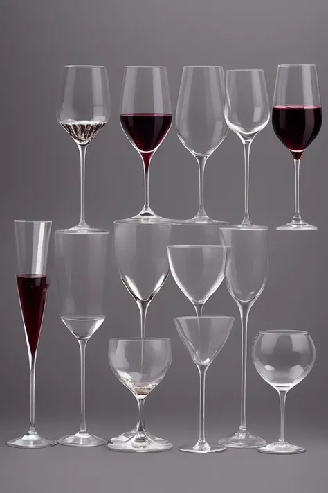 View all empty wine glasses with nothing、White background