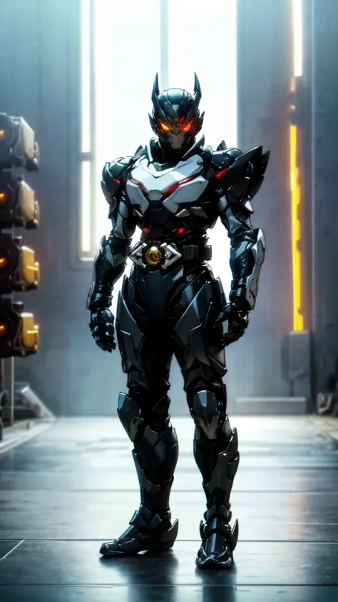 (masterpiece:1.5, best quality:1.5, extremely delicate:1.5), ((male:1.5)), a man wearing a full-face helmet, high-tech biomimetic armored combat suit, (a composite layered chest armor), the design balances heavy with agility, fully enclosed shoulder guards...