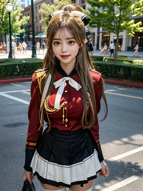 masterpiece, Best Quality, 8K、highres, Sento Isuzu, 1girl, ponytail, (Golden Ratio Face、Balanced eyes、very gentle eyelids)、double eyelid、Beautiful nasal muscles、Shy laughter、Lip Gloss 、Very beautiful girl、Beautiful girl solo like a model、View photographer,...