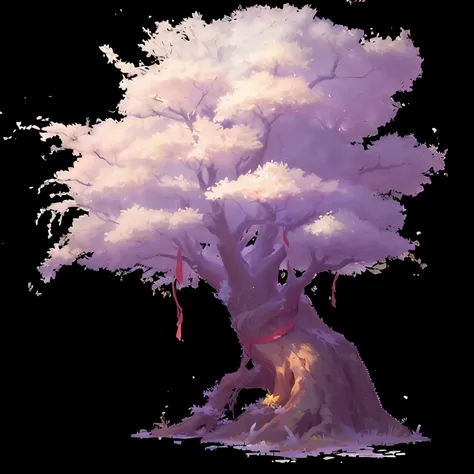 there is a tree with a red ribbon on it, fantasy tree, magical tree, painted as a game concept art, treant, magic tree, ancient tree, large magical trees, stylized concept art, ent treant dryad, giant white tree, low detailed. digital painting, background ...