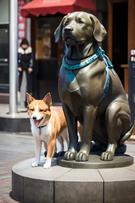 Eight Loyal Dog Hachiko Statues Approaching