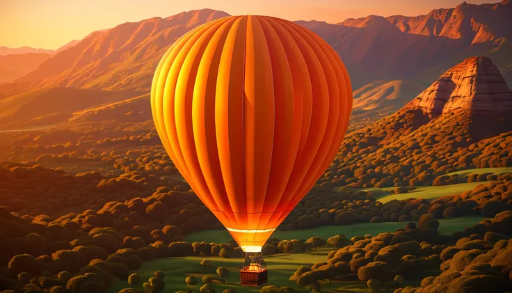 (  Masterpiece  ),  top quality,1 colorful orange hot air balloon,  Volumetric Lighting ,  high definition ,  High detail , 16k