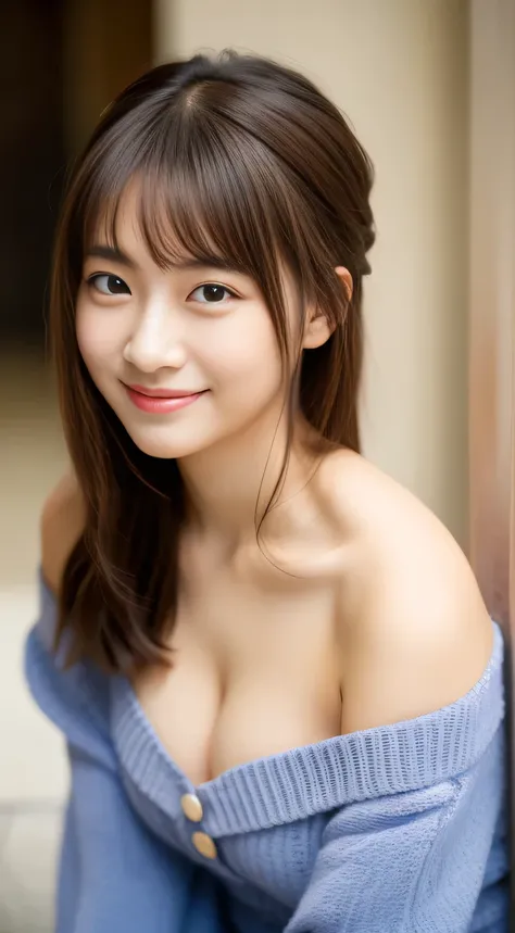 masterpiece,best quality,(Japanese girl),((Beautiful girl)),cleavage,(off shoulder:1.2),(perfect body beauty:1.2),(shy smile),From slightly above