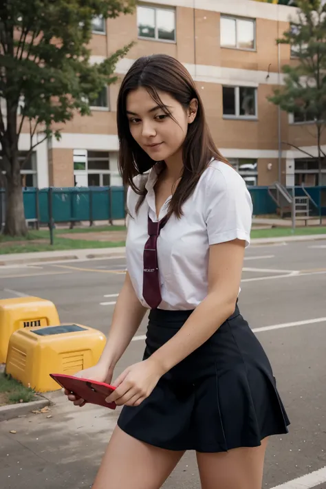 Teacher with ren playing in the schoolyard