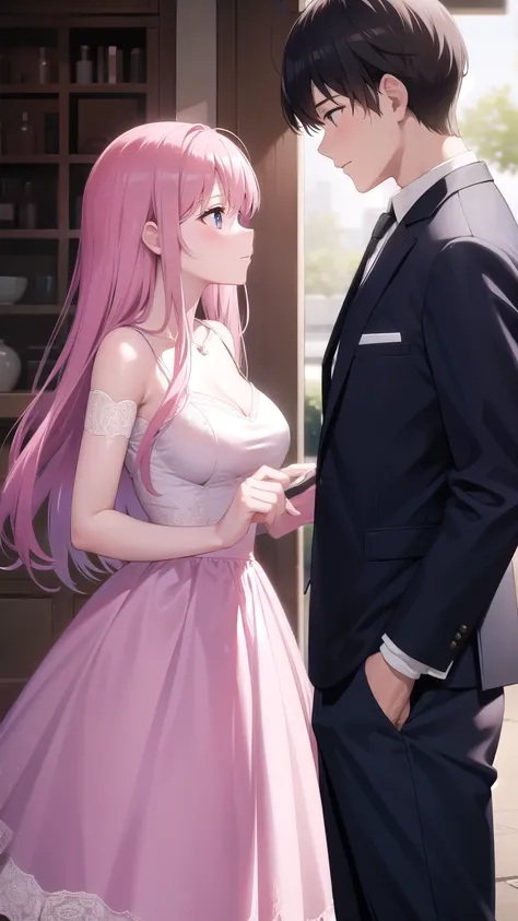 pink hair, Beautiful young couple