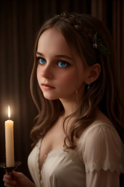 (best quality,realistic),Christmas Eve atmosphere,classic literature,portraits,Victorian era,Christmas Eve atmosphere,creepy mansion,richly detailed backgrounds, mysterious shadows,candlelit room,Virginias flowing gown,subtle smiles,magic realism,ethereal ...