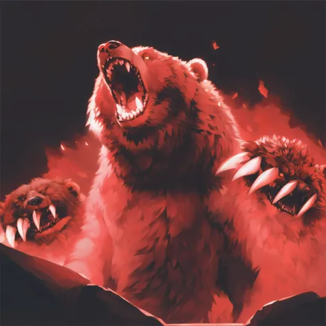 there is a Bear that is standing up with its mouth open, angry Bear, Wojtek Fuss,  by Adam Marczyński , 灰Bear, By Ludwik Konarzewski, Bear, , half 灰Bear Bear, raging bugBear, Bears, Bear with scales, Maxim Sukarev, author： Adam Centpetri 