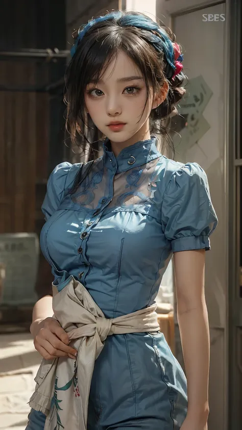 (colorful large silhouette top, everyday clothing and mode type :1.5), 8k wallpaper, wonderful, (masterpiece), (top quality), (VERY DETAILED), (illustration), (very detailed and beautiful),dynamic angle,rainbow hair, Detailed and cute face, very detailed...