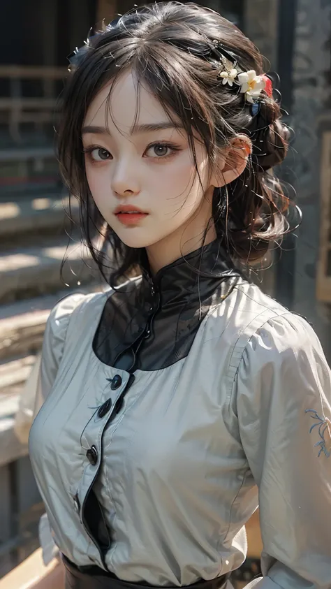 (colorful large silhouette top, everyday clothing and mode type :1.0), 8k wallpaper, wonderful, (masterpiece), (top quality), (VERY DETAILED), (illustration), (very detailed and beautiful),dynamic angle,rainbow hair, Detailed and cute face, very detailed...