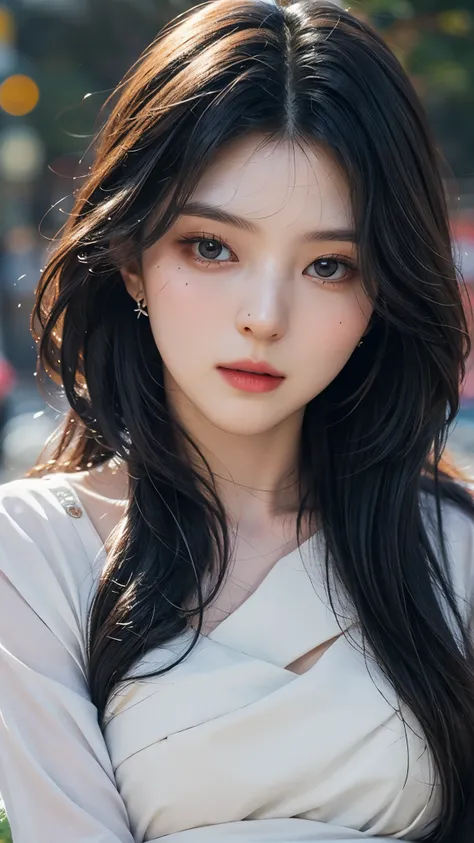 ( colorful large silhouette top, everyday clothing and mode type :1.0), 8k wallpaper, wonderful, (masterpiece), ( top quality), ( VERY DETAILED ), (illustration), ( very detailed and beautiful ),dynamic angle,rainbow hair , Detailed and cute face ,...