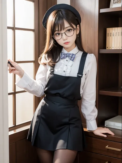 (((1 person)))、((Alone))、Maids in their 20s pose and take pictures、 from head to thighs、( medium hair)、 Looking ahead 、 viewer、 real、(Small face)、( small tits)、( smaller胸)、( standing)、( black pantyhose)、( half up)、victory、Tsundere、Single Knot、(Maid uniform...