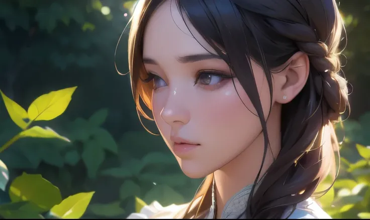 a beautiful girl in a serene garden, detailed face and expression, long eyelashes, photorealistic, cinematic lighting, intricate details, hdr, 8k, highly detailed, masterpiece