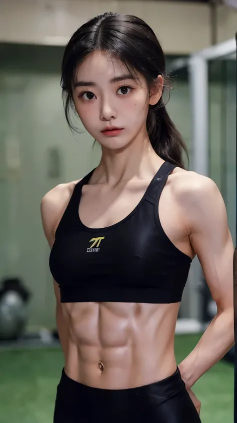 ((highest quality)), ((masterpiece)), (detailed), (Tabletop:1.0), (highest quality:1.4), (High resolution:1.2), (Realistic:1.4),8k, RAW Photos:1.2,all focus:1.4,(((18-year-old Japanese personal trainer with a slightly round face and very small breasts:1.32...