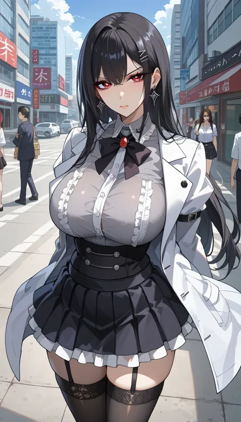 Annoyed woman、 frustrated、Bad mood、bustling street、akihabara、Urban city、building、Around town、 wear white coats、akihabara駅、 Scramble Crossing 、 crowds、Gothic and Lolita shirts、 frustrated、Depressed、Bad mood、 Im in a bad mood、Tall Women、A woman in her thirti...