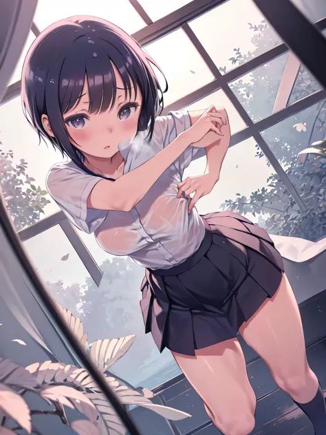 ((  top quality)), ((  Masterpiece  )), (  Details),  perfect anatomy ,  Detailsな腕,  Detailsな指,nsfw1.9,In the classroom,  A beautiful Japanese high school girl with big boobs  ，  suggests wearing a high school uniform  ,Beautiful  slender body line ，  faci...