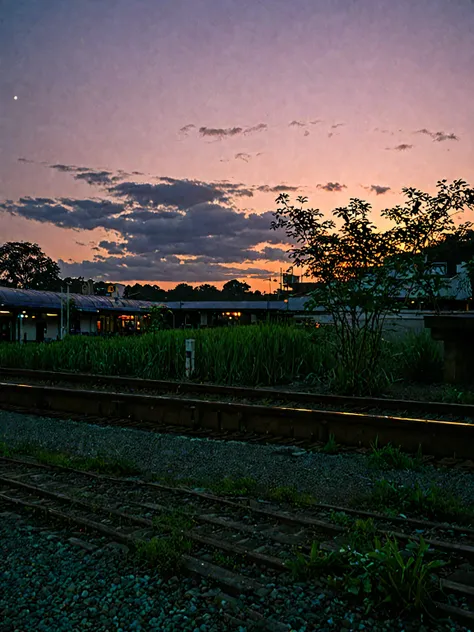 Railway station, Railway tracks, twilight