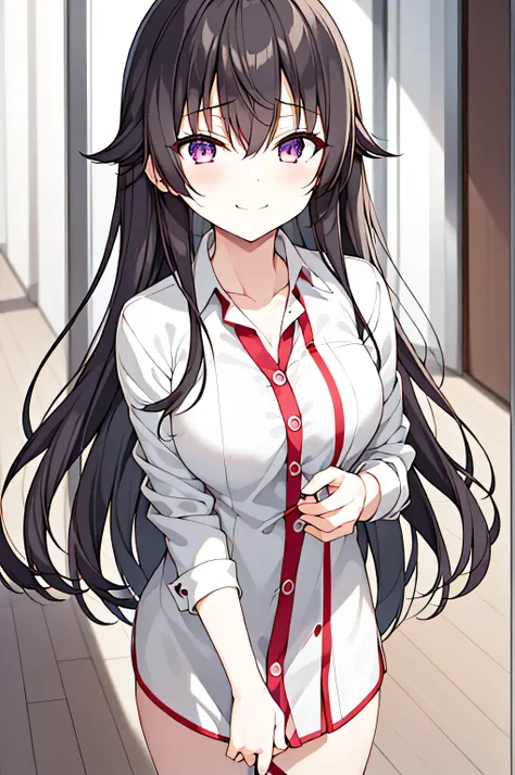  1 girl, nakaNo._future,   Unique , Scantily clad, , red_ have eyes , Black_hair, Long_hair, hair_between_ have eyes , White_, _clothing, White_ Background and  , hospital，Ward，Nurse hat，Nurse uniform，Whites Wings，Watching_Shown in_ Use the following metho...