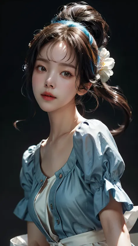 ( colorful large silhouette top, everyday clothing and mode type :1.0), 8k wallpaper, wonderful, (masterpiece), ( top quality), ( VERY DETAILED ), (illustration), ( very detailed and beautiful ),dynamic angle,rainbow hair , Detailed and cute face ,...