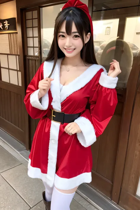 Santa cosplay Japanese young woman in her 20s smiling woman beautiful full body