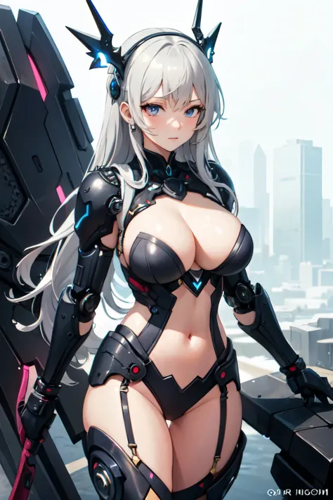 (( top quality)), ((  Masterpiece  )), (  Details),  1 girl ,  sexy,anime, Silver Hair, long hair,Big Breasts,Warrior,mechanical