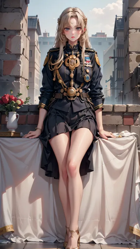 ((A policewoman standing in front of a brick wall)),Highest quality work,Live-action work,Ultra Premium Graphics,8K HD CG Works,High Quality Graphics,High-definition CG works,10x pixels,Ultra-fine detail:1.1,High level of technical detail:1.1 Photorealisti...