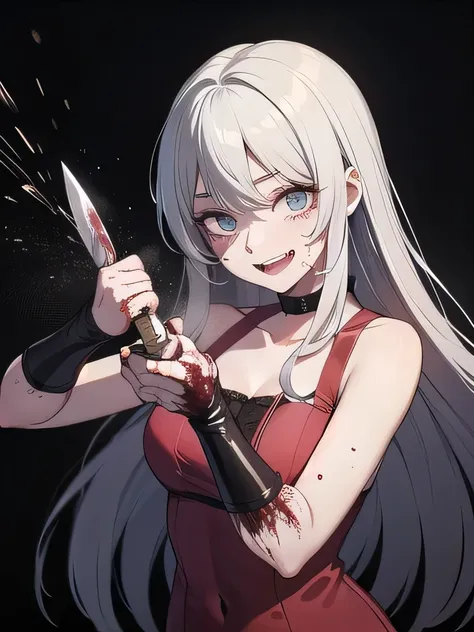 (masterpiece,    high quality   ,    high quality   ,    official art   ,    Beautiful and aesthetic   :1.2),, (a psychopath:1.4) , killing a psychopath , yandere,(   Psychological Smile:1.2) , ( Bloody spraying :1.2), hospital, a knife,    crazy eyes,craz...