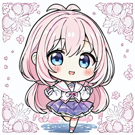 top quality、 high definition 、 detailed background、 beautiful face down to the smallest detail、 anatomically accurate 、detailed expression、Detailed、((whole body、 chest hanging from behind :1.5、 back shot 、 facing the side))、break(( one girl:1.2)、(Chibi Gi...
