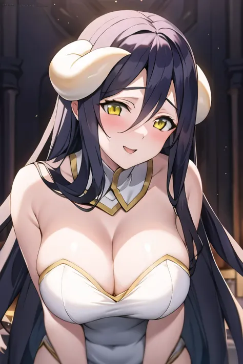 albedo (overlord), 1girl, breasts, demon horns,  