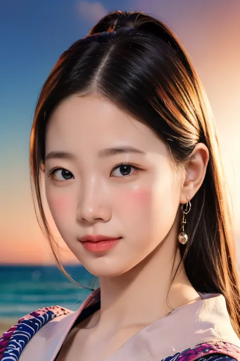 dramatic lighting, ultra-detailed, 8k, photorealistic, masterpiece, professional, vivid colors, cinematic, emotional portrait, Japanese、Age 15、younger sister、Randomly generated people with diverse facial features and hairstyles々、Perfect Anatomy,Ocean、Beach...