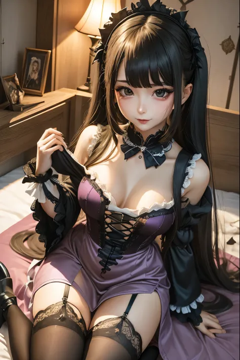  hard dark gothic makeup、Dark black eyeshadow、 sad、Good skin radiance、 dark gothic 、 dark smile 、palace、The beauty of fragrance、24 years old、knee-high socks、 pantyhose、Masturbation facial expressions、Extremely fair skin、 rich expression of pleasure 、 uncom...