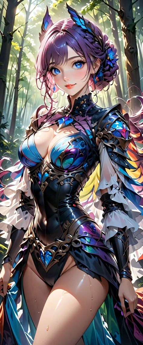 ( for a woman with bristles:1.2, very detailed, up to date, vibrant , super high resolution, High Contrast , masterpiece:1.2, for a woman with bristles, best aesthetics), fantasy standing in a church, sexy,revealing bikini armor, beautiful thighs ...