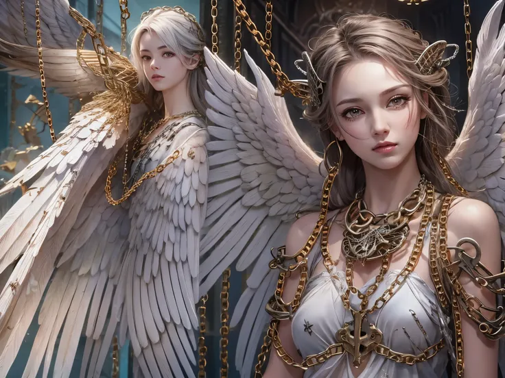 (( top quality)),( super high resolution),( super detailed),( detailed description ),(( best CG )),( Best Artwork ),Ultra-detailed art, Amazing Painted Art ,( Fantasy Art with Exquisite Details:1.5), (1. Female Angel:1.6),Beautiful and well-formed face:1.:...