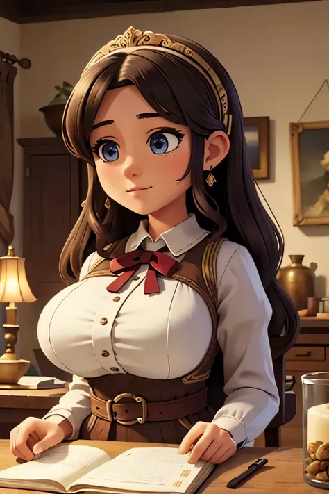 (A :1.3),(Masterpiece, Best quality:1.4), (Beautiful, Aesthetic, Perfect, Delicate, Intricate:1.2),((Best quality)), ((Masterpiece)), (Detailed),(A high resolution:1.2), villager girl, huge , massive breasts,  bigger than her head, fantasy village, npc cha...