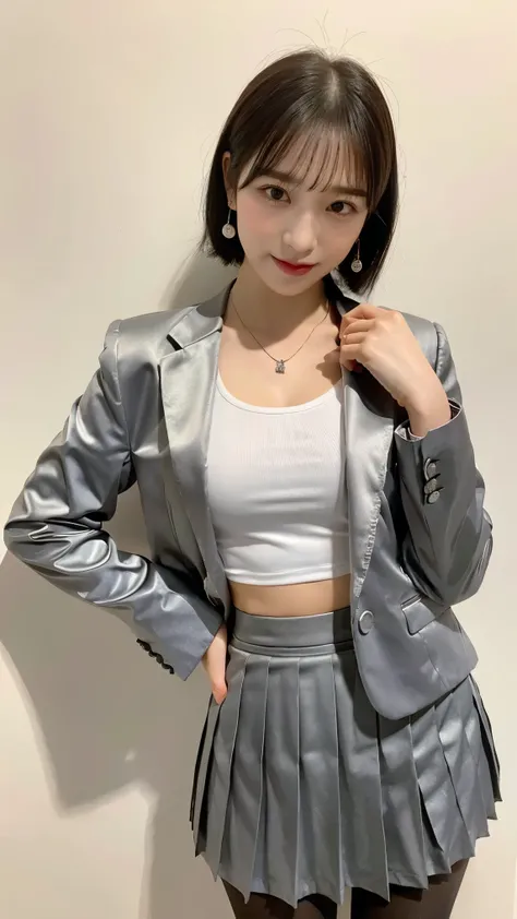 (8k), (highest quality: 1.2), (Realistic), (Realistic: 1.37), Ultra-high resolution, 1 girl, cute, Shiny skin,Blushing,smile, Mouth closed, Beautiful details, Beautiful Nose, whole body, Wet Hair,very short bob hair,Giant Dulcefo, pork,Navel exposed,Univer...