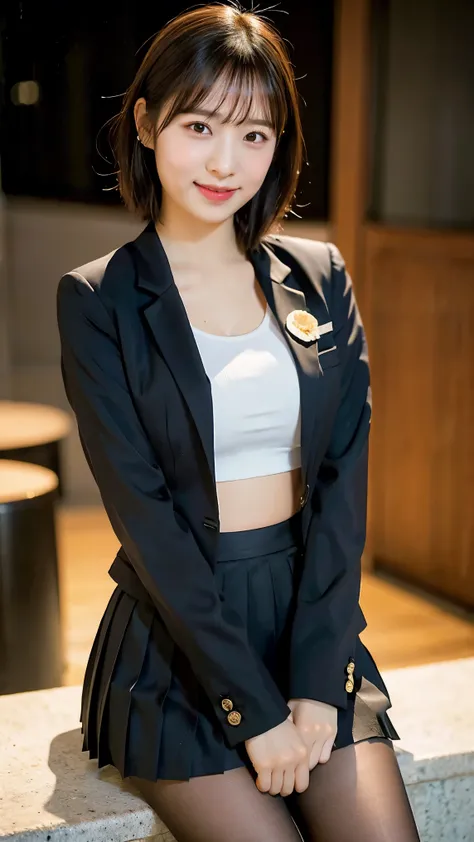 (8k), (highest quality: 1.2), (Realistic), (Realistic: 1.37), Ultra-high resolution, 1 girl, cute, Shiny skin,Blushing,smile, Mouth closed, Beautiful details, Beautiful Nose, whole body, Wet Hair,very short bob hair,Giant Dulcefo, pork,Navel exposed,Univer...