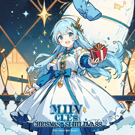 Girl with light blue hair、Christmas Cosplay


