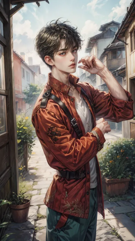 (absurdres, highres, ultra detailed, HDR), masterpiece, perfect face, detailed face, intricate details, watercolor art style, soft, extremely detailed character profile, best quality close-up picture,  serious face, kpop face , young boy, male, guy, art by...