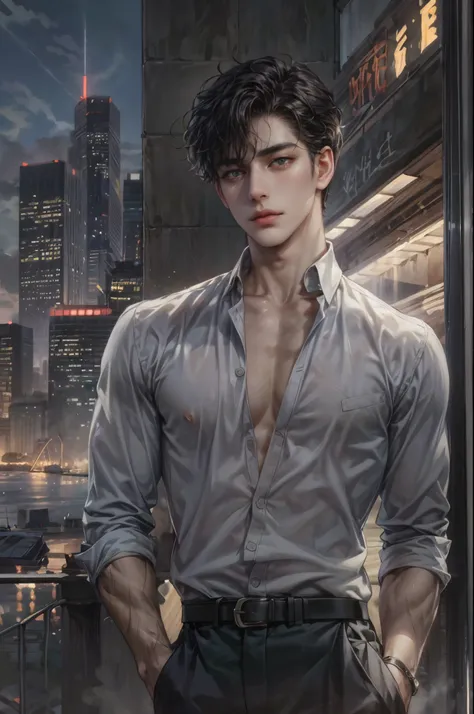 (absurdres, highres, ultra detailed, HDR), masterpiece, perfect face, detailed face, intricate details, watercolor art style, soft, extremely detailed character profile, best quality close-up picture,  serious face, kpop face , young boy, male, guy, art by...