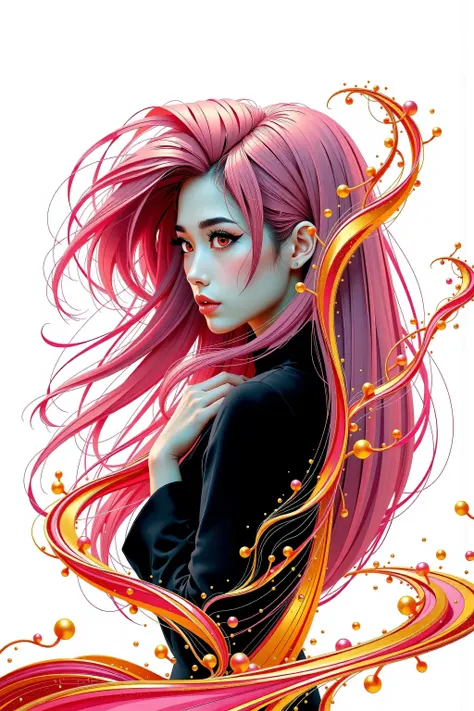 (White background:1.4),((Wicked Lady from Sailor Moon)), head silhouette, pink hair, Oriental elements)，(Chinese illustration:1.3，Paper Art:1.3, キルティングPaper Art:1.2),( Streamlined Design, Clear lines, High sharpness,Better Quality, Very detailed, Master Pa...