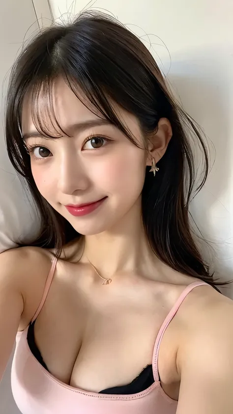  top quality,Masseter muscle area, super high resolution,( girl taking off ), cute girl, SEXY POSES,8k,NFSW, RAW photos , cute Japanese woman ,smile,((Long hair below the chest、 black hair、Attach a red ribbon to your hair、 white skin))、(( on a white bed 、 ...